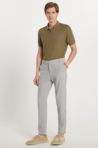 Tudors Erkek Slim Fit Dar Kesim Chino Yandan Cepli Pamuklu Gri Pantolon-35722 Gri