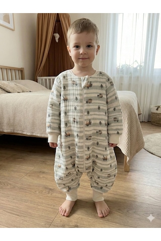Enhitbaby Uzun Kollu Penye Astarlı 4 Kat Müslin Uyku Tulumu 1.5 Tog Kepçe Desenli