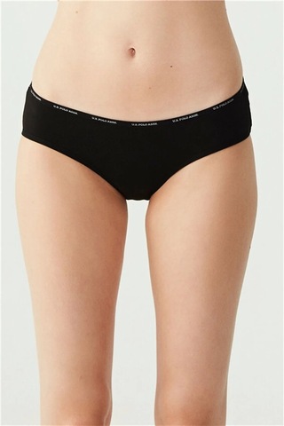 U.s. Polo Assn. Kadın 5'li Yüksek Bel Slip Siyah-beyaz-ten-beyaz-ten 001