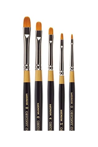 5'li Set Premium Golden Taklon Boya Fırçaları, Kısa Filbert