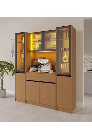 Bambu Maxi Komple Mdf Led Aydınlatmalı Kahve Köşesi