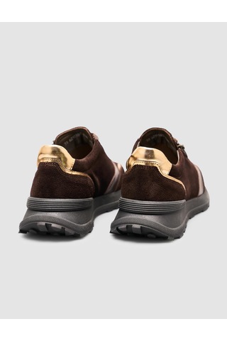 Monamae %100 Hakiki Süet Kahverengi Kadin Sneaker Kahverengi