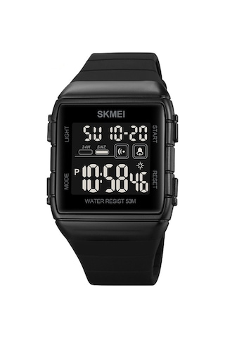 Skmei 1960 Paslanmaz Çelik Silikon Kayış Erkek Kol Saati Siyah