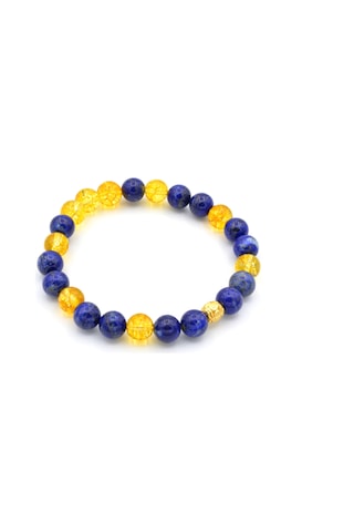 Hakiki Doğal Lapis Lazuli ve Sitrin Taşi Bileklik 002 Sarı
