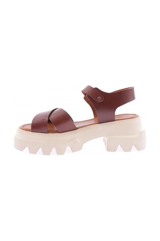 Dgn 144 Kadin Kalin Taban Çapraz Bantli Sandalet 144-207-R0685 Kahverengi