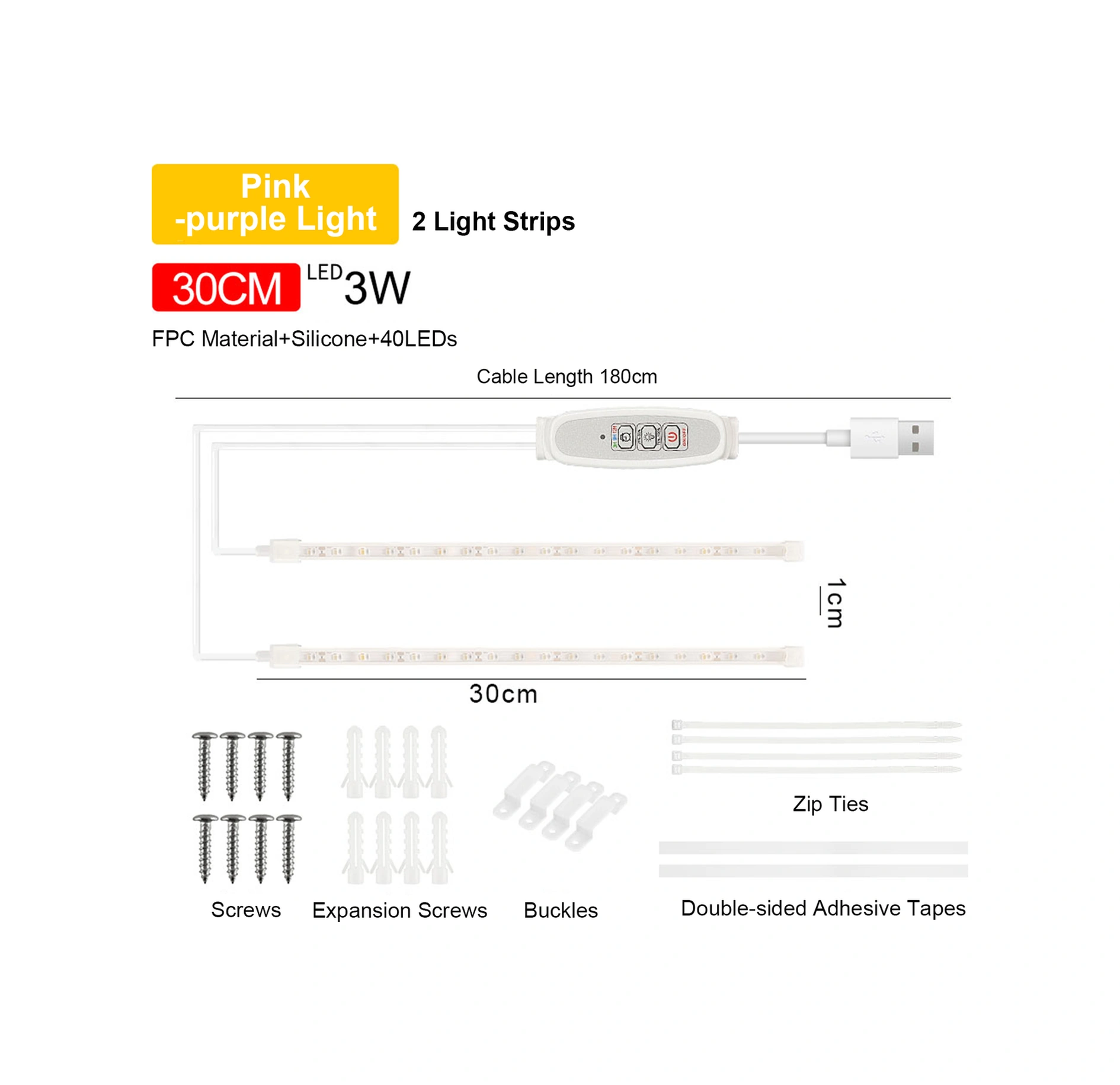 Kangvka Bitkisel Büyüme Led Işık Şeridi: Pembe-mor Spektrum, 4 Seviye Parlaklık, 24 Saatli Zamanlayıcı 3h/9h/12h , Usb Çalıştırma, 30cm, Kolay Kurulum Yapıştırıcı/visne/ziplak Diğer