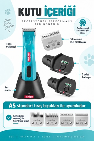 Heiniger Opal Kablosuz Kedi/köpek Tıraş Makinesi Yedek Bataryalı