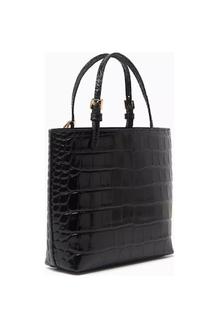 Elisabetta Franchi Timsah Desenli Deri Mini Tote Çanta, Şık & Lüks El Çantası Siyah