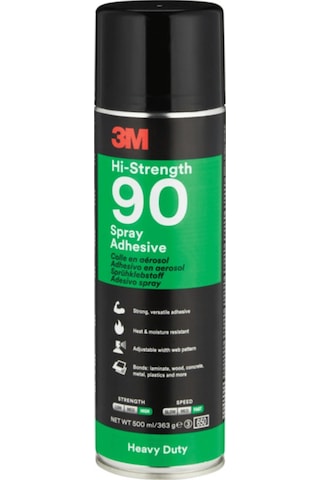 3m Sprey 90 Yüksek Dirençli Sprey Yapıştırıcı, Şeffaf - 500 Ml