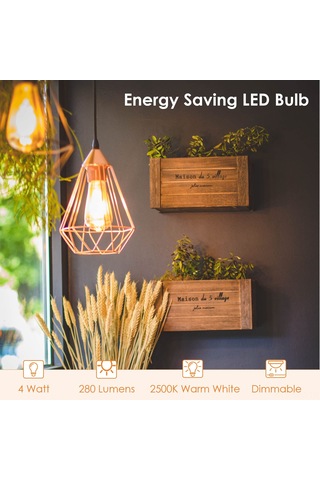 Springsun Vintage E27 Edison Led Ampul, 5'li Paket Dimmable St64, Sıcak Beyaz Işık 350lm, Kafe & Bar Dekorasyonu İçin