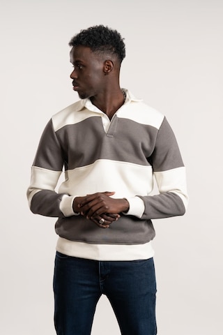 Fbı Polo Yaka Kalın Çizgili 3 İplik İçi Şardonlu Slimfit Sweatshirt Antrasit
