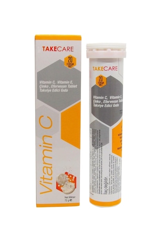 Takecare Vitamin C 1000 MG Çinko ve Vitamin E İçeren Takviye Edici Gıda 20 Efervesan Tablet