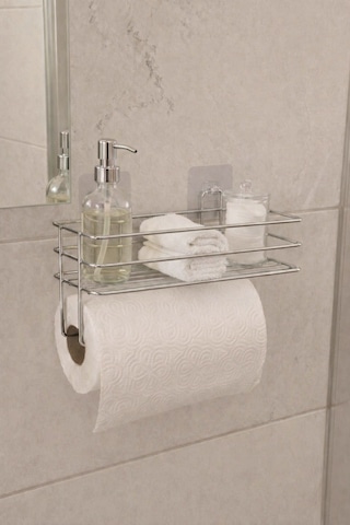 Sas Haus Yapışkanlı Raflı Kağıt Rulo Havluluk Peçetelik Havlu Kağıtlık Krom Banyo Mutfak Düzenleyici Raf Shr-01 Krom