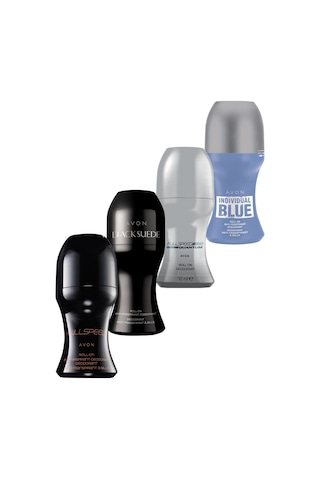 Avon Black Suede + Full Speed + Full Speed Quantum + Individual Blue Erkek Roll-On Deodorant 4 x 50 ML
