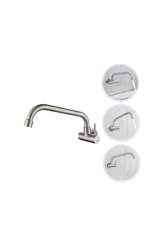 Paslanmaz Çelik Mutfak Musluğu Tek Soğuk Su Mutfak Lavabo Musluğu İçin Dönen Lavabo Musluğu Kolay Rotati Paslanmaz Çelik