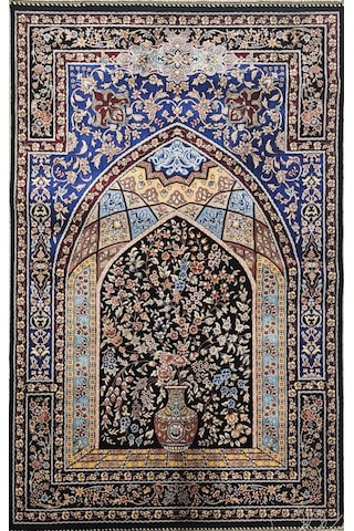 Makina İpek Seccade Mihrab Ve Vazo Desenli 80 120 Cm Çok Renkli