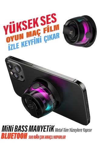 Bluetooth Hoparlör Yüksek Ses Mini Bas Manyetik Kablosuz Speaker