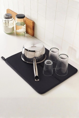 Siyah Renkli Ekstra Emici Bulaşık Kurutma Matı & Mutfak Tezgah Üstü Örtüsü 45x34 Cm siyah