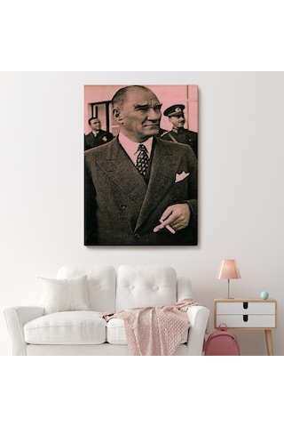 Harita Sepeti Atatürk Portre Tablosu Mustafa Kemal Atatürk Dikdörtgen Dekoratif Kanvas Tablo-fh-132-70x100
