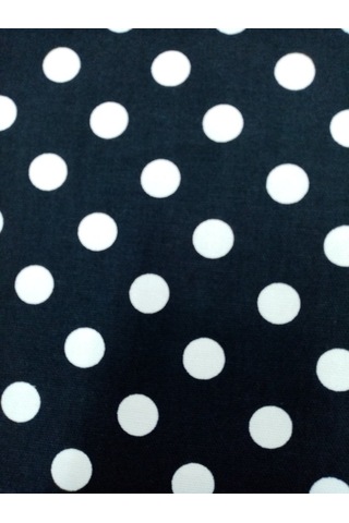 Hayat Home Siyah Puantiyeli Duck Keten Kumaş -Ranır Kumaşı