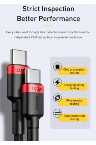 Baseus Cafule PD2.0 100W Hızlı Şarj Type-C Kablo 2 M Siyah
