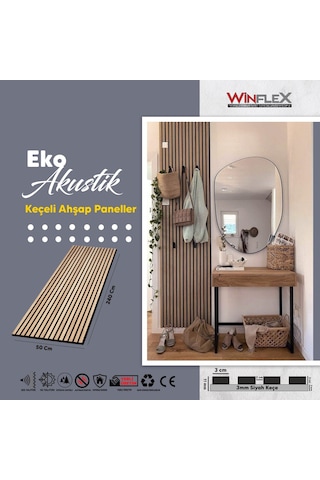 Winflex Eko Keçeli Akustik Ahşap Paneli Safir Meş 50x240cm .