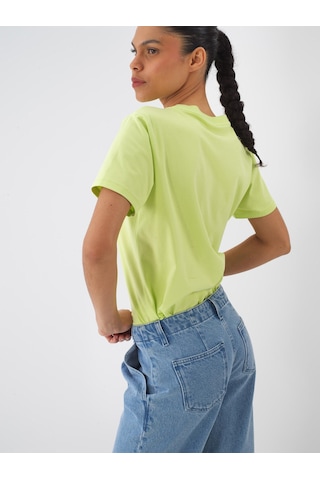 Xint Yeşil Pamuk Dokulu Regular Fit Tişört 602333