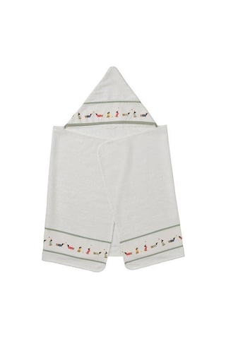 Meridyendukkan Desenli Bebek Banyo Havlusu 60 x 125 CM Beyaz