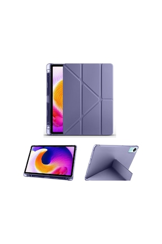 Xiaomi Redmi Pad Se Uyumlu Kalem Bölmeli Standlı Kılıf + Ekran Koruyucu + Kalem 3'lü Set Kılıf