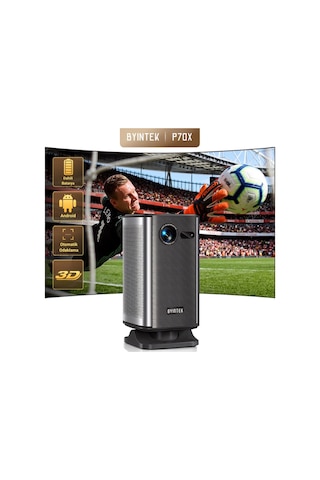 Byintek P70X 1080p Full HD 300ANSI Taşınabilir DLP Mini Projeksiyon Cihazı - TOF Lazer Otomatik Odaklamalı, Entegre 10000 mAh Bataryalı