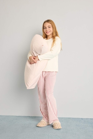 Defacto Pijama Takımı Uzun Kollu Üst Çizgili Uzun Alt Kız Çocuk D1068A824WN Bordo