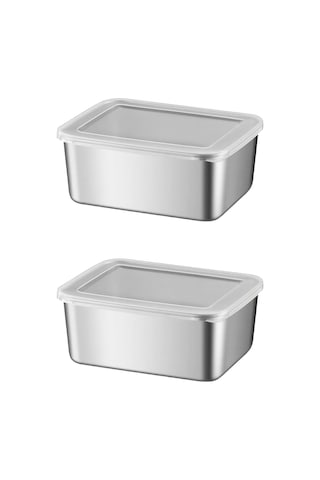 2 Adet 304 Çelik 550 Ml Yemek Meyve Et Buzdolabı Beslenme Saklama Kabı Mt107-2 Gri