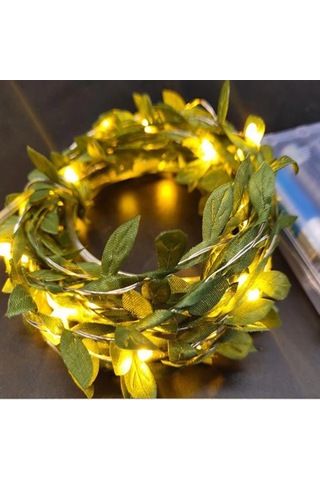 Işık Yılbaşı Aydınlatma Yapraklı Metre Peri Led Pil İle Çalışan