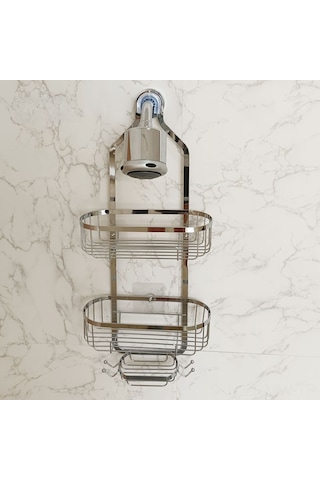 Moveevo Duvar Delmeyen Demir Banyo Rafı, Şekilli V-şekilli Ayırılabilir, Duş Başlığı Asma Tabanı, Siyah Modern Banyo Depolama Aleti Diğer