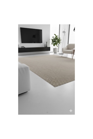 Via Yıkanabilir Kaydırmaz, Pamuk Dokuma, Premium Kalite Salon&mutfak&yemek Odası Kilimi-821 Bej