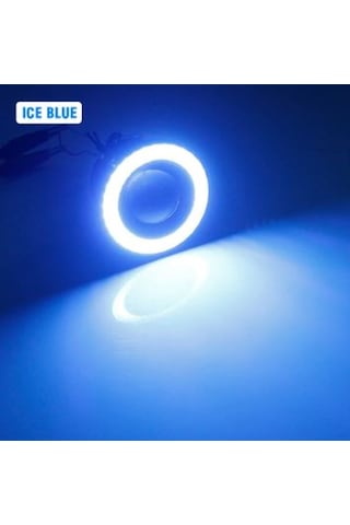 89 MM Buz Mavi Mercekli Angel Led Halkalı Sis Far Metal Gövde