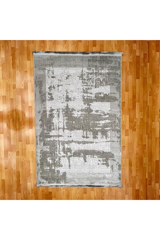 Soyut Motifli Modern 160 X 230 Yün Halı Gri