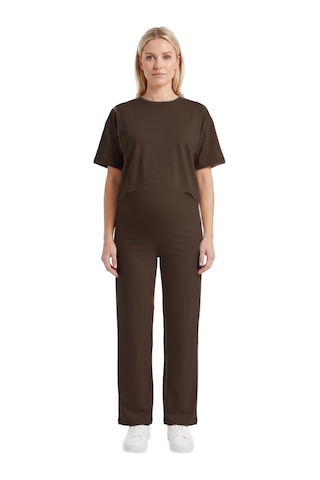 Cottonhıll Premium - Sway Collection Kahverengi Yüksek Bel Modal Hamile Kadın Pantolon