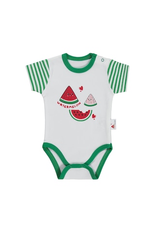 Nova Baby Karpuz Kokulu Kısa Kol 1-9 Ay Çıtçıtlı Badi - Ekru