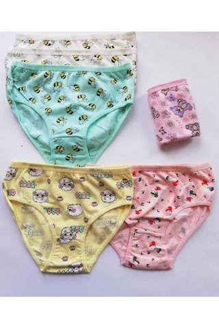 Kota 3402 Kız Çocuk Renkli Desenli Slip Külot 6 Adet 001