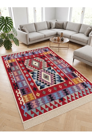 Çift Taraflı Yıkanabilir Dokuma Kilim 6 Metrekare Çok Renkli Motifli 200x300cm