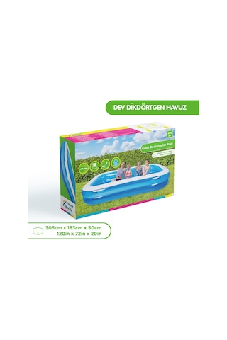 Marevia 305cm 183cm 50cm Şişme Dikdörtgen Havuz - 51259 Mavi