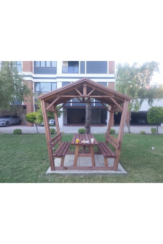 Çatılı Bank Çardak Pergola P47 Maun