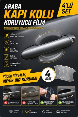 Araba Kapı Kolu Koruyucu Film 4 Lü Set Şeffaf Çizilme Önleyici Koruma Henüz Yorum Yazılmamış. 4 Adet Şeffaf