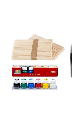 Geniş Dil Çubuğu Boyama Seti Guaj Boyalı 6x20 Ml Çok Renkli