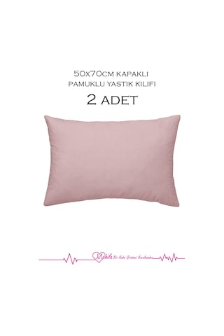 2 Adet Lüks Pamuklu Yastık Kılıfı 50x70 Kapaklı Model, Pamuklu Yastık Kılıfı Pembe