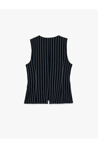 Koton Slim Fit Düğmeli Cepli Bisiklet Yaka Çizgili Blazer Yelek Lacivert Çizgili 6sak20143ew 7s2