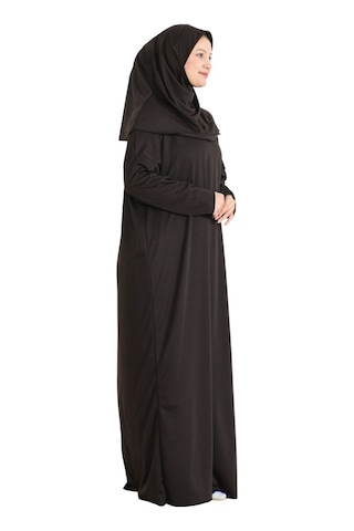 Namaz Elbisesi Eşarp Seccade Tesbih Set, İslami Giyim Takım Ferace Turban Şal Kahverengi