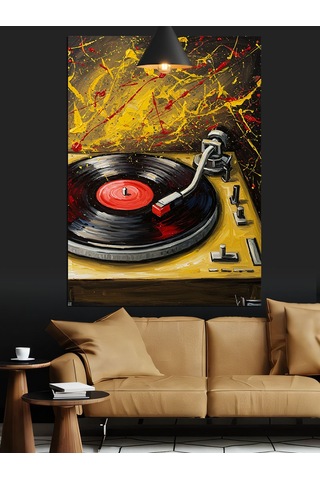 Pikap Kayıt Vinil Müzik Dekoratif Kanvas - Mdf Ahşap Tablo