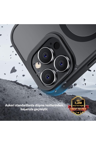 Bix İphone 14 Pro Max Magsafe Uyumlu Kılıf Tam Koruma Manyetik Darbe Emici Siyah